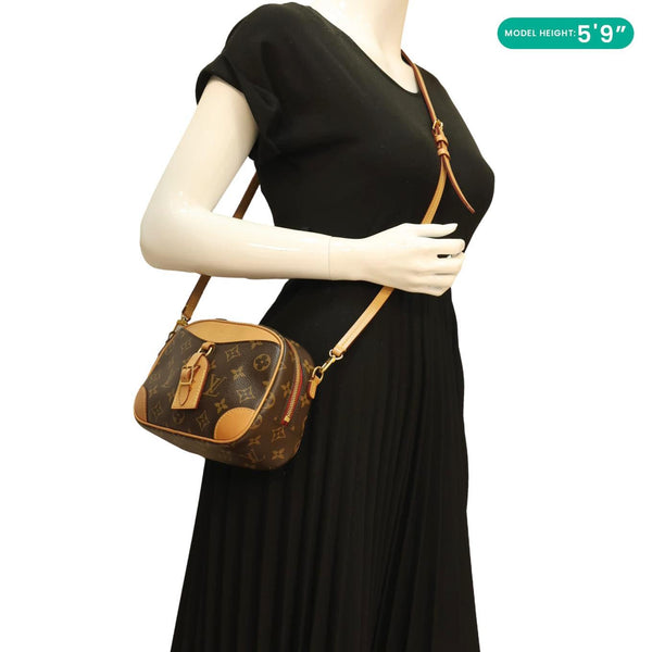 LOUIS VUITTON Deauville Mini Monogram Canvas Shoulder Bag Brown