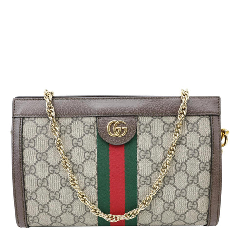 GUCCI GG Ophidia Supreme Canvas Web Chain Shoulder Bag Beige 503877