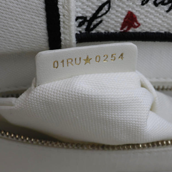 CHRISTIAN DIOR Book Small Dioramour Je Vous Adore Embroidered Canvas Tote Bag White