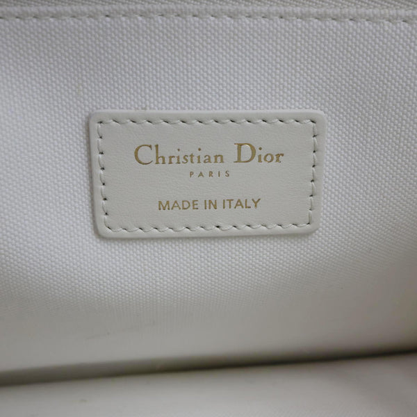 CHRISTIAN DIOR Book Small Dioramour Je Vous Adore Embroidered Canvas Tote Bag White