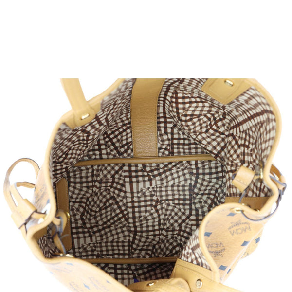 MCM Reversible Liz Medium Visetos Canvas Shopper Tote Bag Cognac