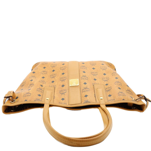 MCM Reversible Liz Medium Visetos Canvas Shopper Tote Bag Cognac