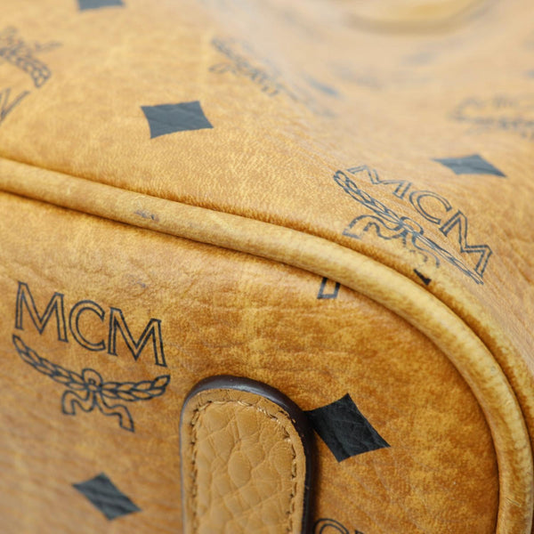 MCM Reversible Liz Medium Visetos Canvas Shopper Tote Bag Cognac