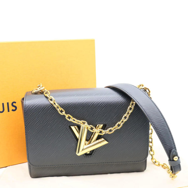 LOUIS VUITTON Twist MM Epi Leather Chain Shoulder Bag Black