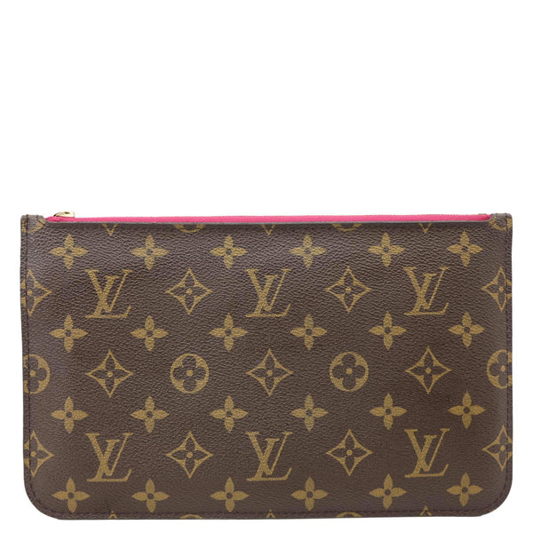LOUIS VUITTON Neverfull Wristlet Monogram Canvas Pouch Brown