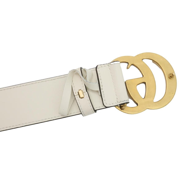 GUCCI Double G buckle Marmont Leather Belt Beige 400593 Size 105/42