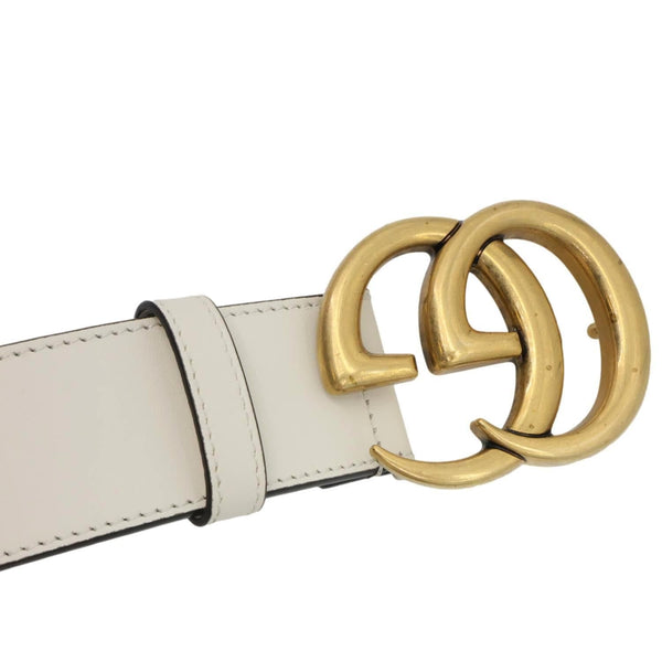 GUCCI Double G buckle Marmont Leather Belt Beige 400593 Size 105/42