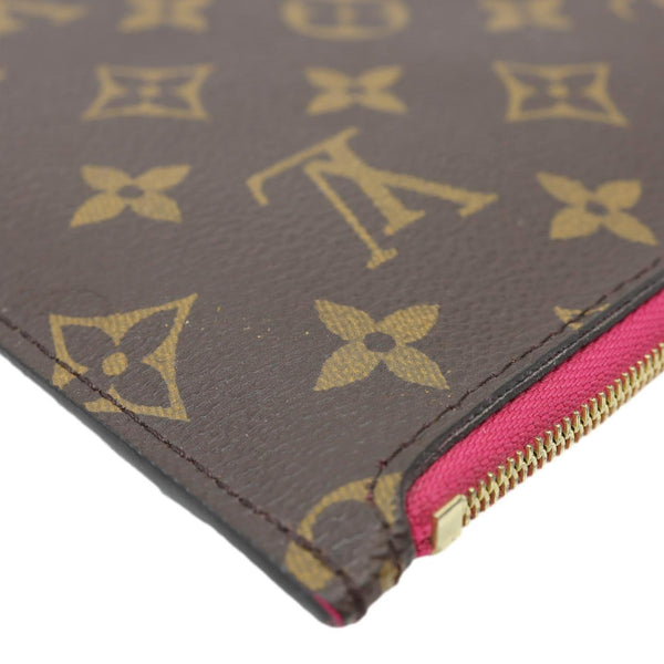 LOUIS VUITTON Neverfull Wristlet Monogram Canvas Pouch Brown