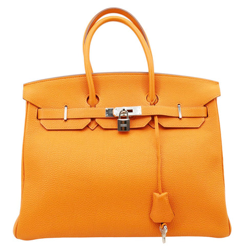 Hermès Birkin 35 Orange Togo Leather Tote Bag - Front