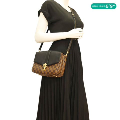 Louis Vuitton Clapton Damier Ebene Shoulder Bag Black