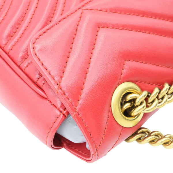 GUCCI Marmont Small Matelasse Leather Crossbody Bag Red 446744