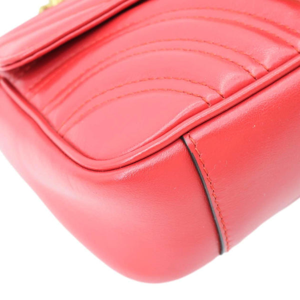 GUCCI Marmont Small Matelasse Leather Crossbody Bag Red 446744