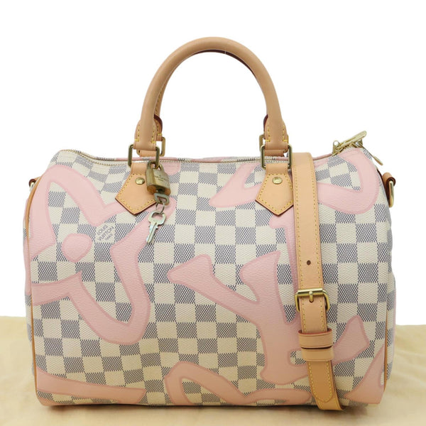 LOUIS VUITTON Tahitienne Speedy 30 Damier Azur Satchel Bag Rose Ballerine