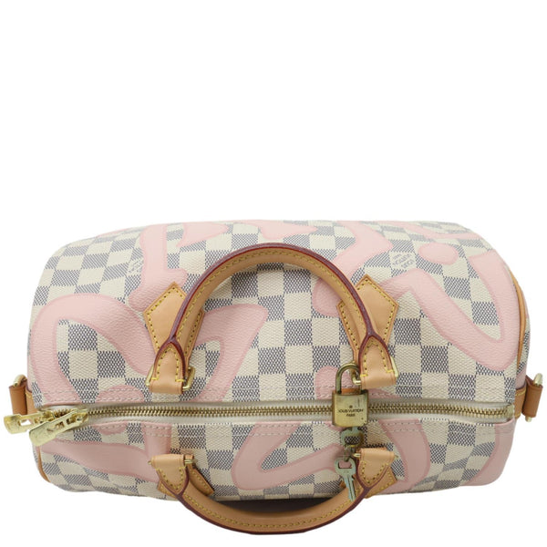 LOUIS VUITTON Tahitienne Speedy 30 Damier Azur Satchel Bag Rose Ballerine