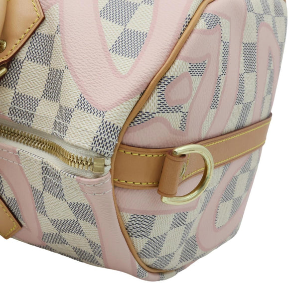 LOUIS VUITTON Tahitienne Speedy 30 Damier Azur Satchel Bag Rose Ballerine