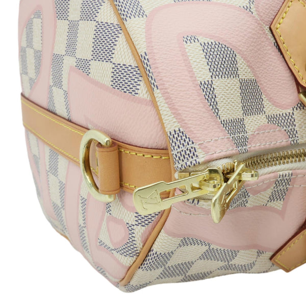 LOUIS VUITTON Tahitienne Speedy 30 Damier Azur Satchel Bag Rose Ballerine