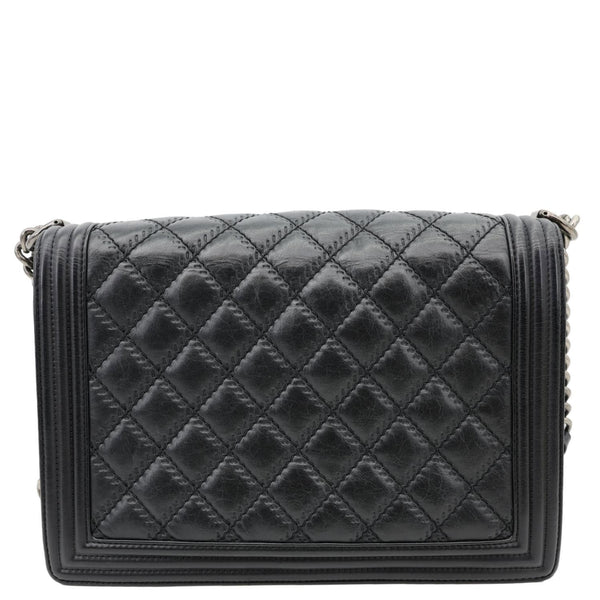 CHANEL Boy New Medium Wild Stitch Leather Shoulder Bag Black