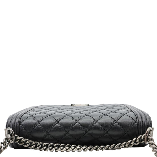 CHANEL Boy New Medium Wild Stitch Leather Shoulder Bag Black