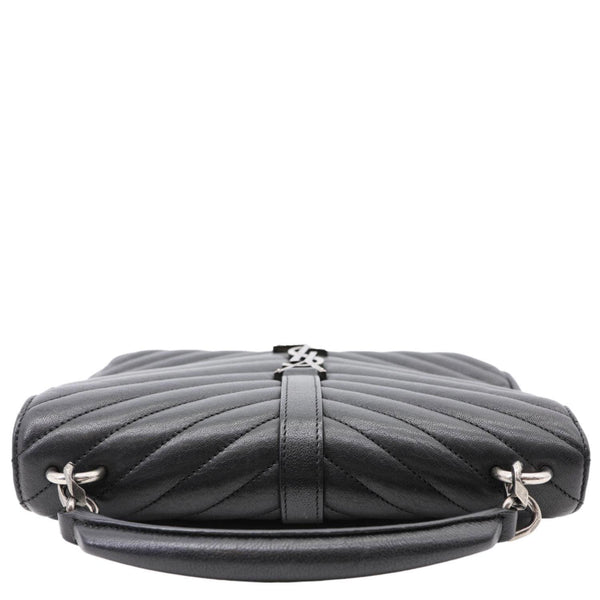 YVES SAINT LAURENT College Medium Monogram Chevron Leather Crossbody Bag Black
