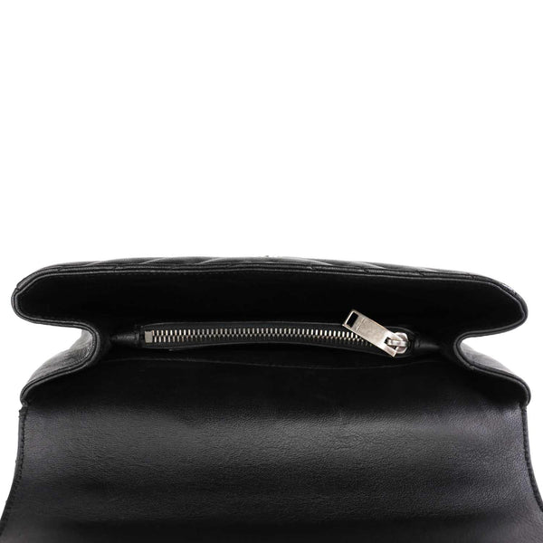 YVES SAINT LAURENT College Medium Monogram Chevron Leather Crossbody Bag Black