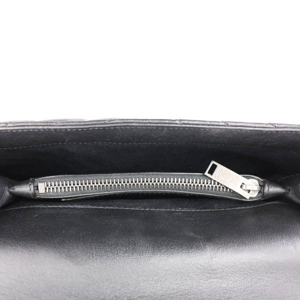 YVES SAINT LAURENT College Medium Monogram Chevron Leather Crossbody Bag Black