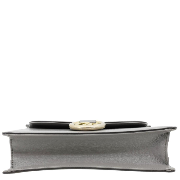 GUCCI GG Ring Leather Shoulder Bag Light Grey 589474