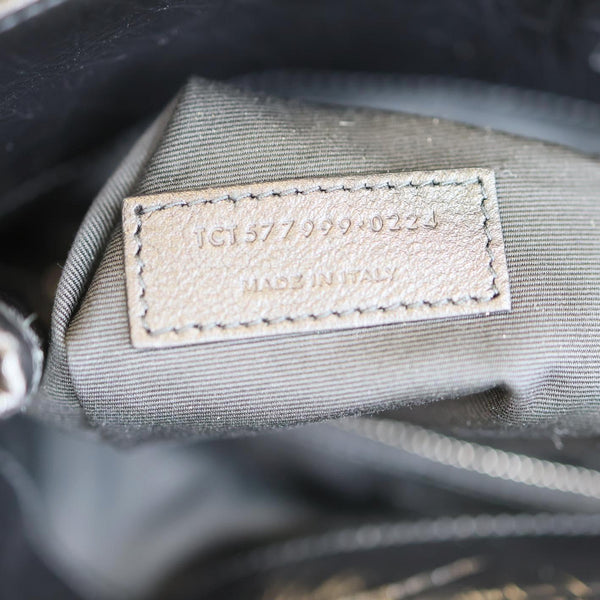 YVES SAINT LAURENT Niki Medium Crinkled Leather Shopping Tote Bag Black