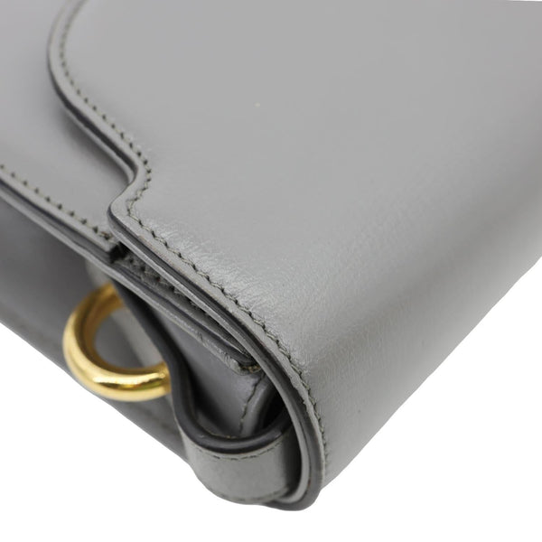 GUCCI GG Ring Leather Shoulder Bag Light Grey 589474