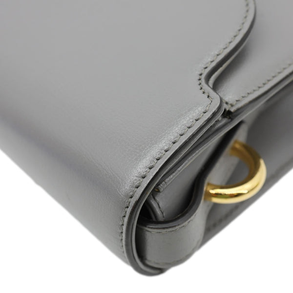 GUCCI GG Ring Leather Shoulder Bag Light Grey 589474