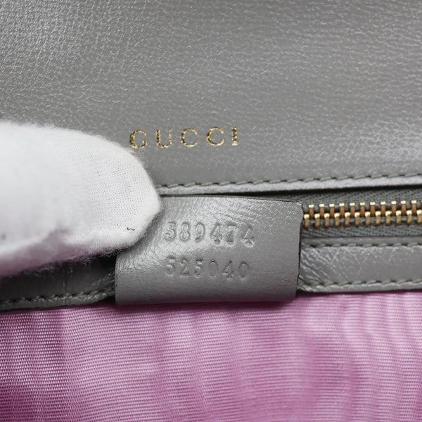 GUCCI GG Ring Leather Shoulder Bag Light Grey 589474