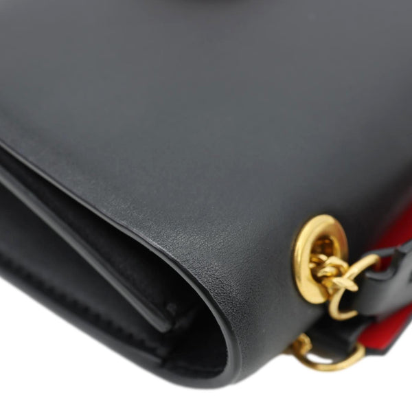 VALENTINO VLOCK Chain Small Leather Shoulder Bag Black