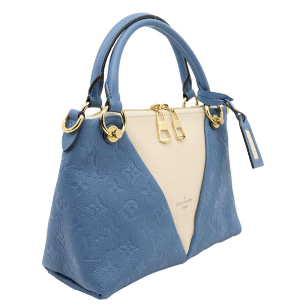 LOUIS VUITTON V BB Monogram Empreinte Tote Shoulder Bag Blue