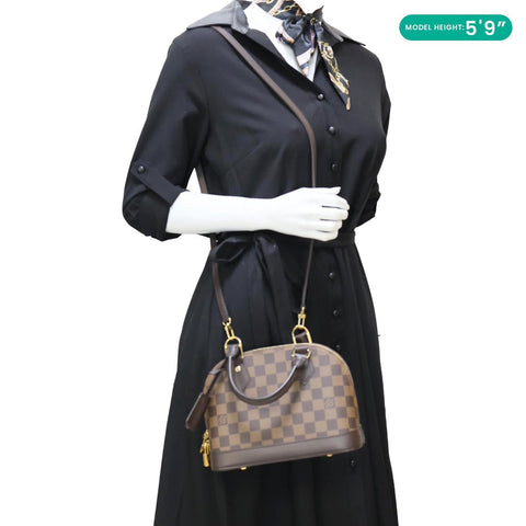 LOUIS VUITTON Alma BB Damier Ebene Satchel Shoulder Bag Brown