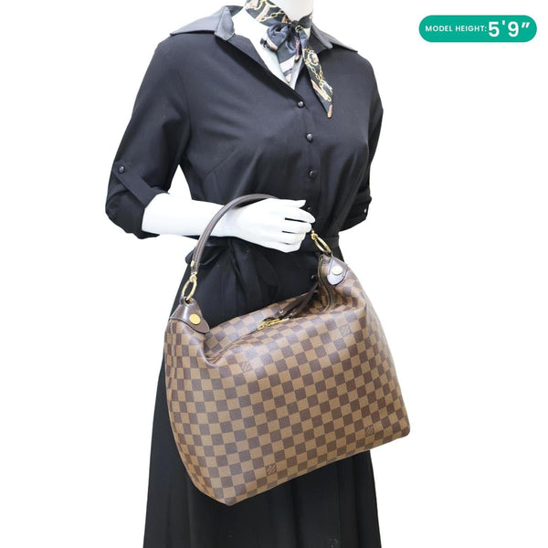 LOUIS VUITTON Duomo Damier Ebene Hobo Bag Brown
