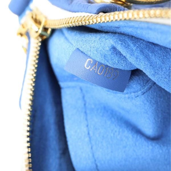 LOUIS VUITTON V BB Monogram Empreinte Tote Shoulder Bag Blue