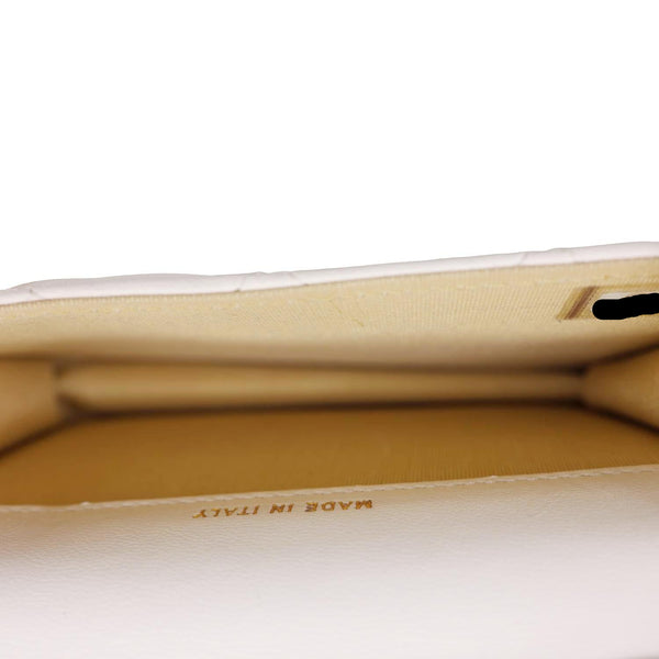 CHANEL Pearl Crush Flap Quilted Lambskin Leather Clutch With Chain White