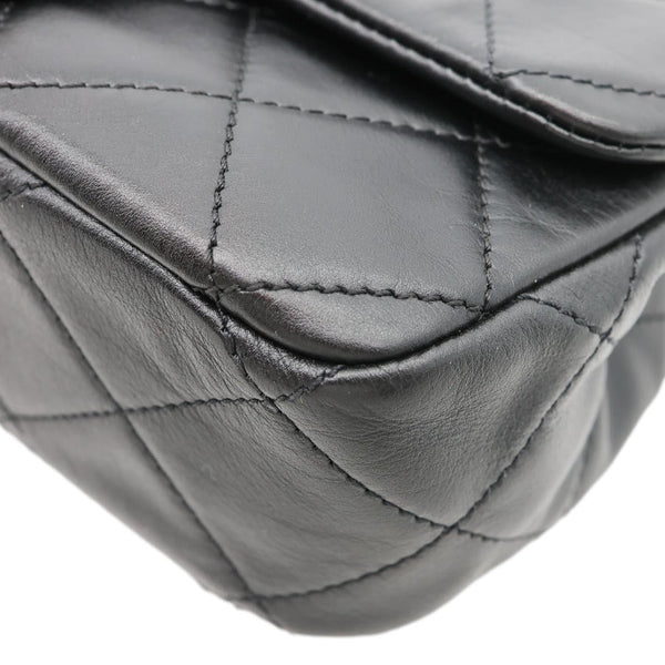 CHANEL Crystal Pearls Rectangular Flap Mini Quilted Leather Chain Crossbody Bag Black