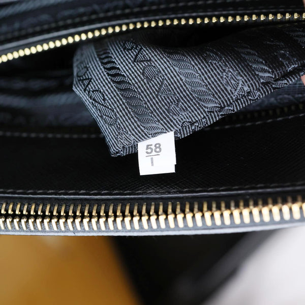 PRADA Galleria Double Zip Saffiano Leather Top Handle Shoulder Bag Black