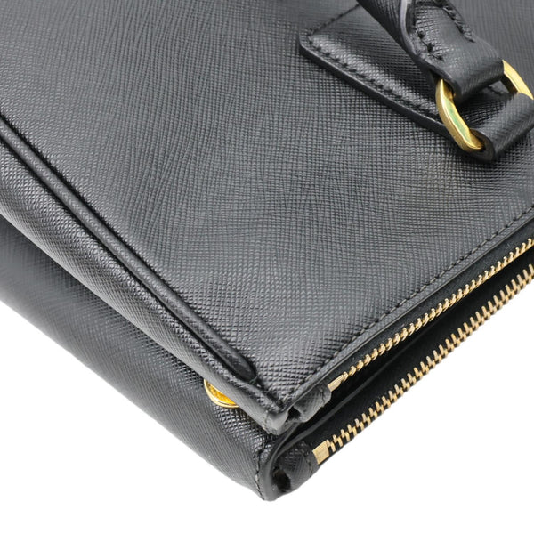 PRADA Galleria Double Zip Saffiano Leather Top Handle Shoulder Bag Black