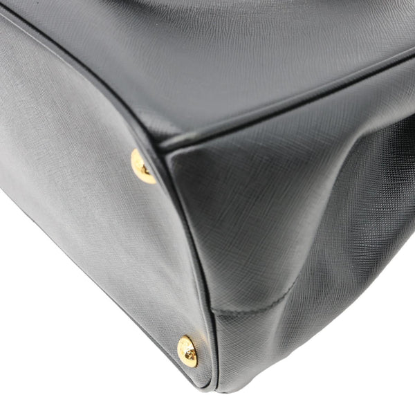 PRADA Galleria Double Zip Saffiano Leather Top Handle Shoulder Bag Black