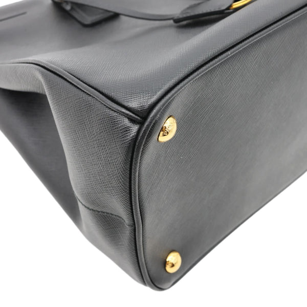 PRADA Galleria Double Zip Saffiano Leather Top Handle Shoulder Bag Black