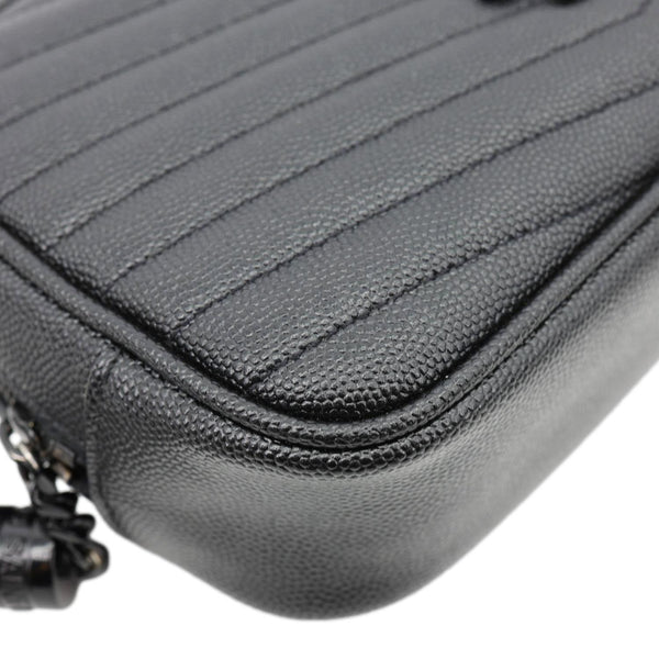 YVES SAINT LAURENT Lou Chevron Leather Camera Bag Black