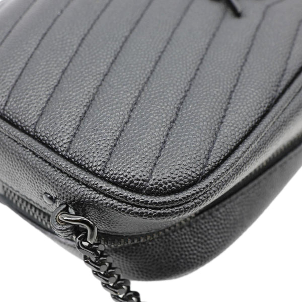YVES SAINT LAURENT Lou Chevron Leather Camera Bag Black