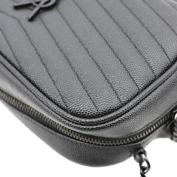 YVES SAINT LAURENT Lou Chevron Leather Camera Bag Black