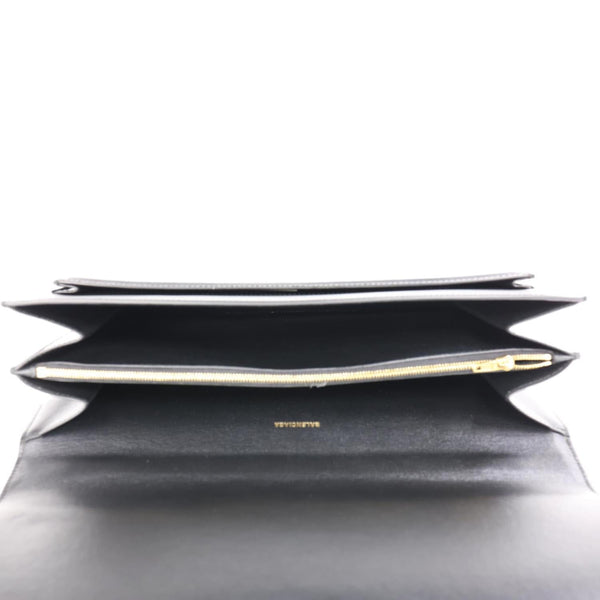 BALENCIAGA Sharp XS Calfskin Leather Top-Handle Crossbody Bag Black