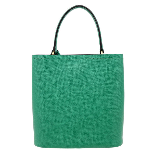 PRADA Panier Saffiano Leather Bucket Bag Green