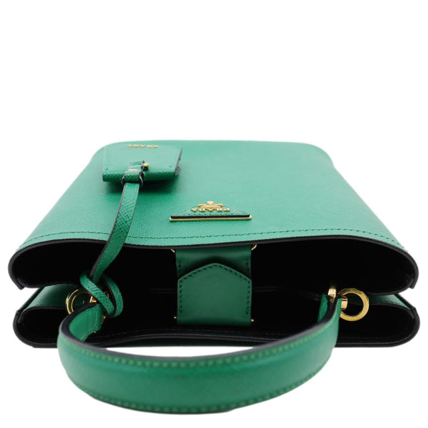 PRADA Panier Saffiano Leather Bucket Bag Green