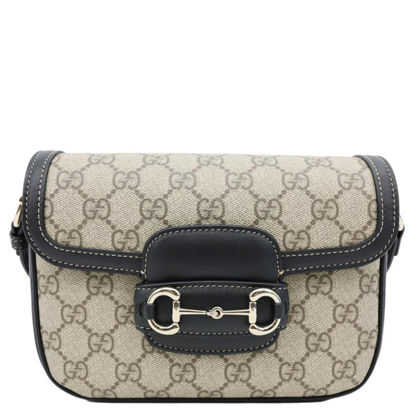 GUCCI Horsebit 1955 GG Supreme Canvas Shoulder Bag Beige 602204