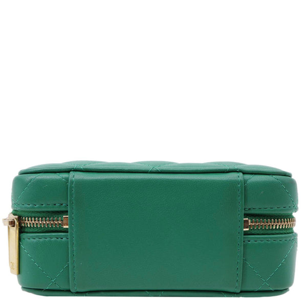 CHANEL Tea Afternoon Quilted Leather Chain Top Handle Vanity Case Green