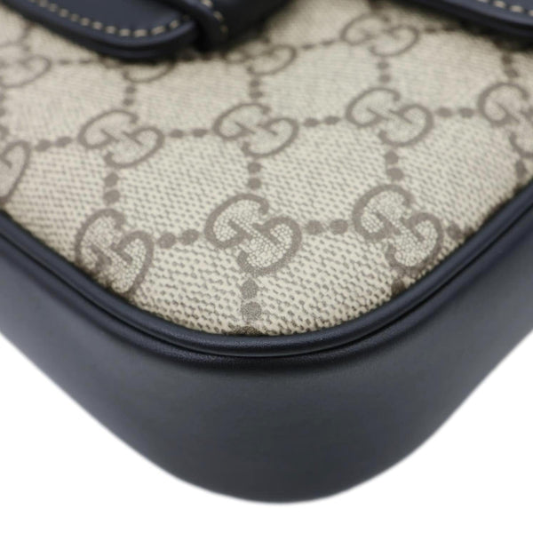 GUCCI Horsebit 1955 GG Supreme Canvas Shoulder Bag Beige 602204